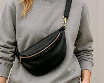 Borsa a tracolla in pelle da donna, in nappa con tracolla in pelle, color oro o argento. Fatta a mano in Italia. Regali per te.