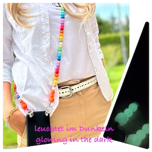 Boho Crossbody Cell Phone Chain Cell Phone Strap Keychain Beaded Chain Shoulder Strap Colorful Wooden Beads Glowing Silicone Beads 130 Gift for Her