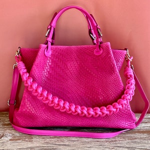 Geflochtene Schultertasche XXL Ledertasche Umhängtasche Handtasche echtes Leder Schultertasche mit Breiter Taschenriemen Geschenk für Sie