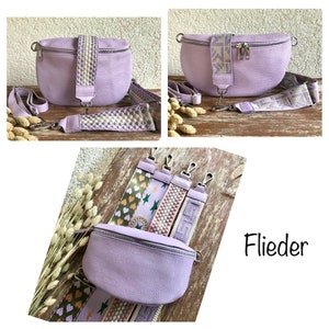 Bauchtasche Gürteltasche Crossbody Umhängetasche Flieder mit  Riemen Medium / Large Echtleder Italien Geschenk für Sie