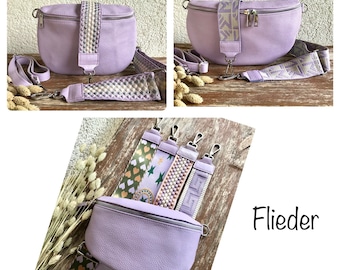 Bauchtasche Gürteltasche Crossbody Umhängetasche Flieder mit  Riemen Medium / Large Echtleder Italien Geschenk für Sie