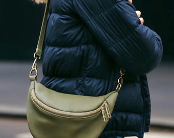 Bum bag leather nappa leather shoulder bag crossbody bag belt bag with LEATHER STRAP gift for her