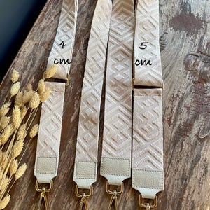 Solid color patterned retro bag straps, shoulder strap, wide shoulder strap 4 cm 5 cm, silver-gold hardware, gift for her image 2