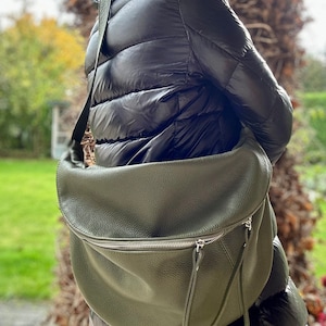 Sac banane en cuir véritable d'Italie XXL Maxi cuir nappa Sac à bandoulière Sac à bandoulière Sac ceinture avec SANGLE EN CUIR Cadeau pour femme