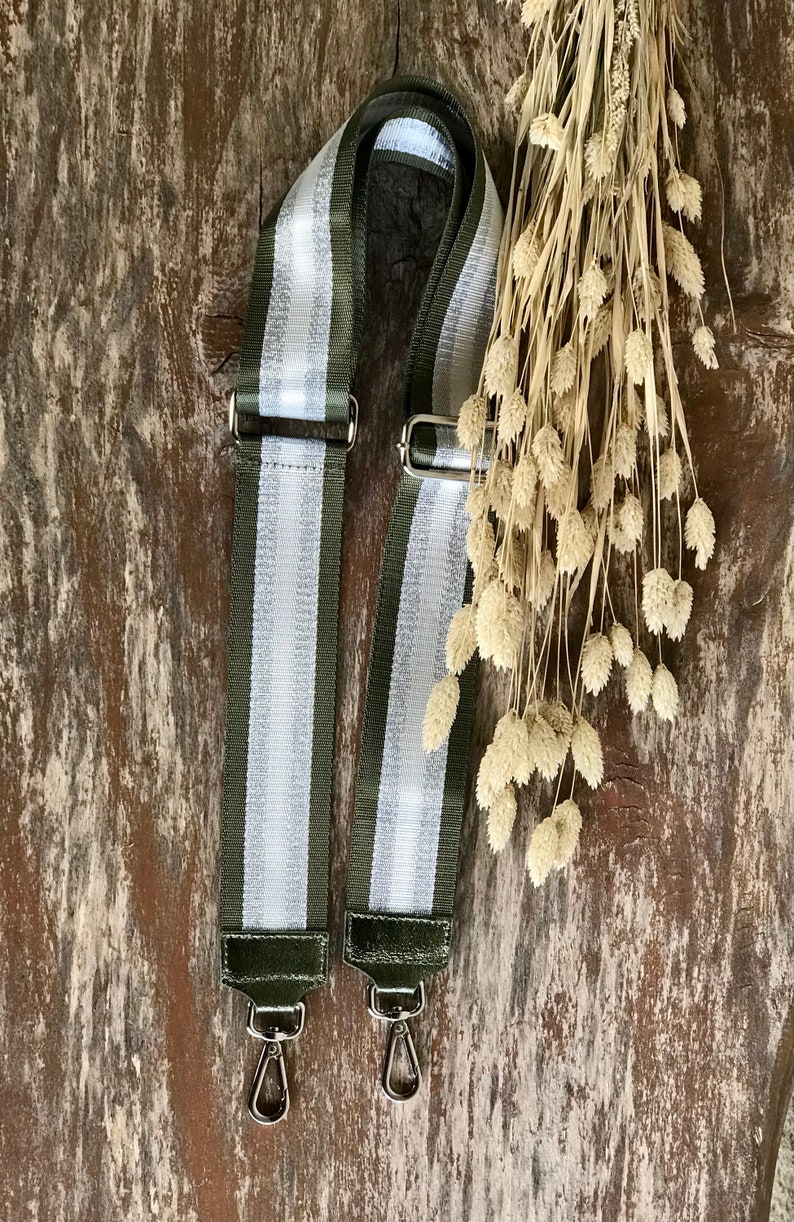 Bag straps shoulder strap shoulder strap interchangeable strap wide carrying strap metallic genuine leather glitter silver gold hardware gifts for her 4. Olivgrün/ Khaki