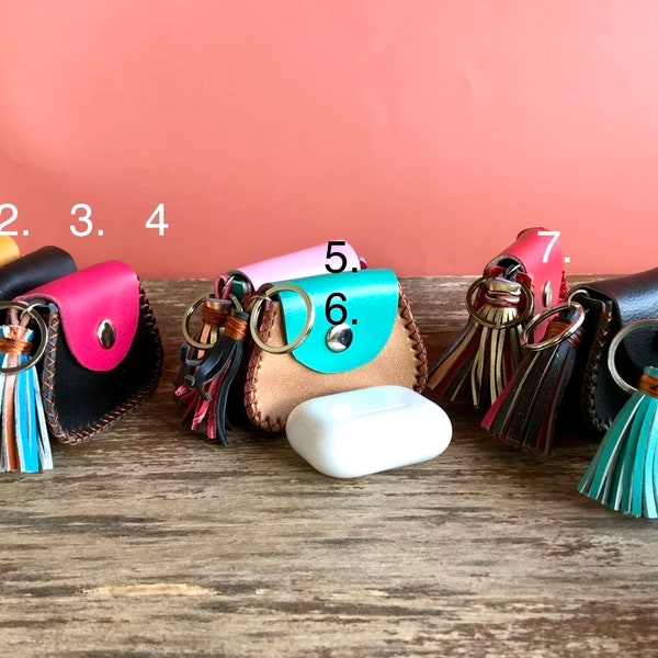 Personalized AirPods Pro 2 & 1 Case / Keyring / Keychain Genuine Leather / Apple AirPod Case Holder / Multi-colored Gift for Her