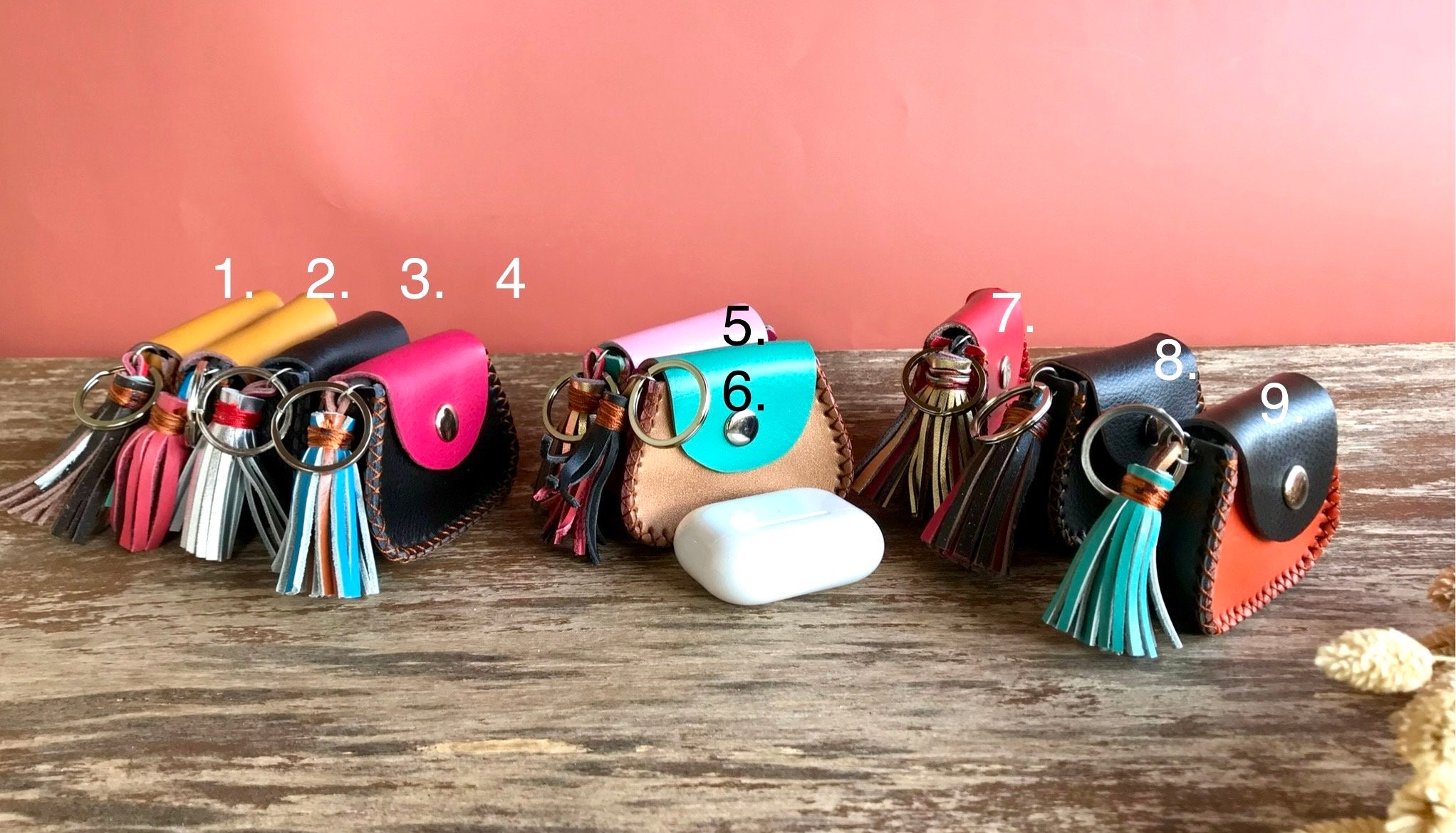 Personalized AirPods Pro 2 & 1 Case / Keychain / Genuine Leather / Apple AirPod Case Holder / Multi-colored Gift for Her