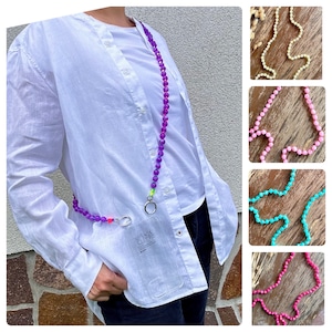 Chaîne de téléphone portable perles acryliques sangle de téléphone portable pour accrocher chaîne de téléphone portable avec étui pour iPhone collier de perles de style bohème accessoires de téléphone portable cadeau de fête des mères pour elle