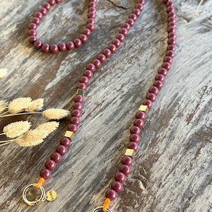 Boho Crossbody Cell Phone Chain Cell Phone Strap Keychain Solid Color Beaded Chain Shoulder Strap Wooden Beads Stainless Steel Beads Gift for Her