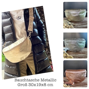 Bauchtasche Leder Gold Bachtasche Silber Crossbody metallic mit LEDERGURT Umhängetasche Gold- Silber Hardware Echtleder Geschenk für Sie