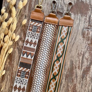 Patterned bag straps plain shoulder strap shoulder strap wide carrying strap camel silver-colored carabiner gift for her