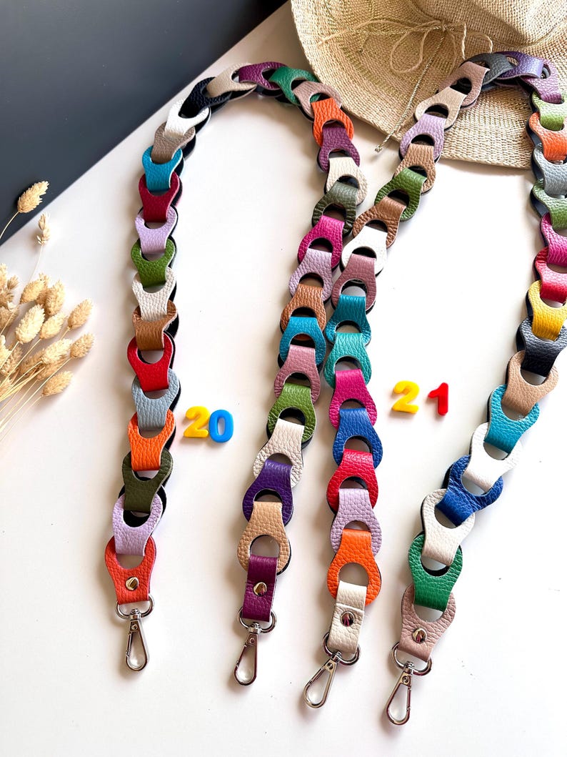 Braided genuine leather shoulder strap for handbag, 108 cm. Elegant and timeless gift for her. image 5