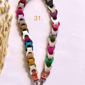Braided genuine leather shoulder strap for handbag, 108 cm. Elegant and timeless gift for her. mehrfarbig 31