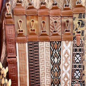 Bag Straps Shoulder Strap Shoulder Strap Wide Strap Camera Bag Patterned Glitter Cognac Gold-Silver Hardware Gifts for Her