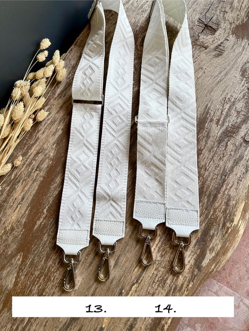 Solid color patterned retro bag straps, shoulder strap, wide shoulder strap 4 cm 5 cm, silver-gold hardware, gift for her image 9