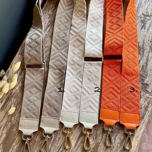 Solid color patterned retro bag straps, shoulder strap, wide shoulder strap 4 cm 5 cm, silver-gold hardware, gift for her image 3