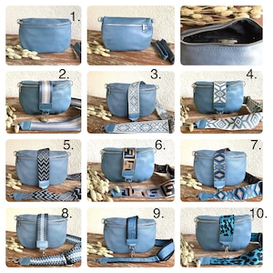 Bauchtasche Gürteltasche Crossbody Umhängetasche mit Taschengurt Riemen Italien Echtleder Medium Gross 24cm /27 cm Geschenk für Damen