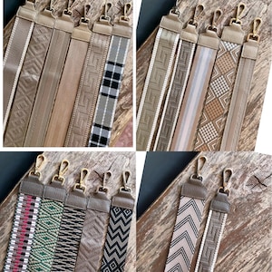Patterned bag straps adjustable shoulder strap shoulder strap bag strap camera straps silver- gold - hardware taupe gifts for her