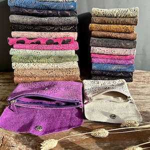Carteras pequeñas hechas a mano con adornos dorados Cartera Monedero mediano Monedero de gamuza Monedero Regalo para ella