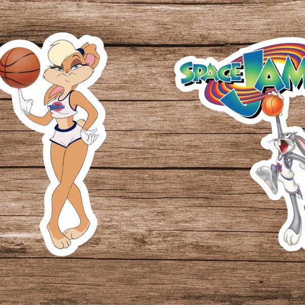 Space Jam Stickers- Lola and Bugs Bunny Set is Optional-Click to see size options- laminated/weatherproof/water resistant