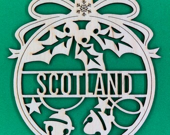 Scotland - Wooden Christmas Tree Decoration