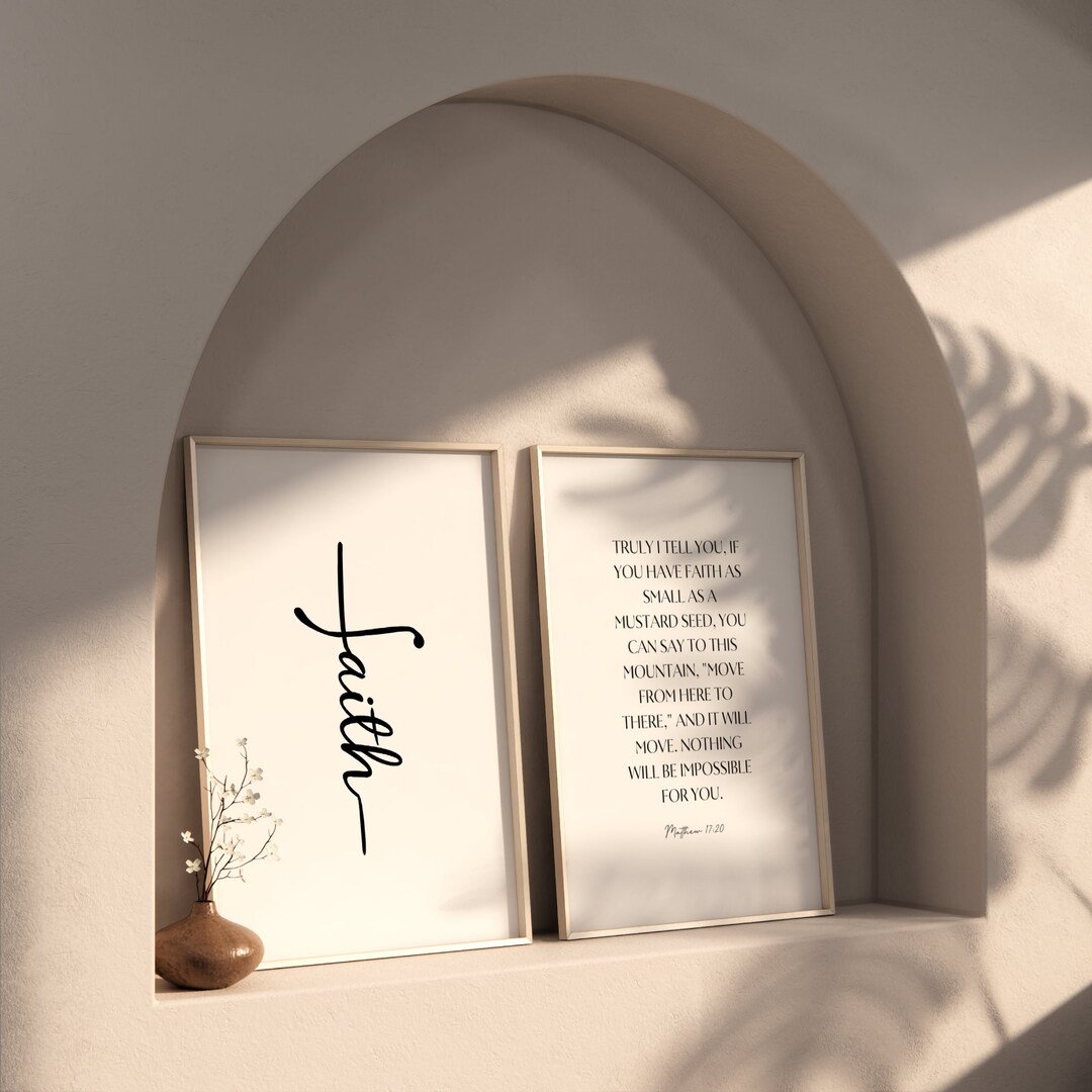 Faith Set of 2 Scripture Wall Art Printable, Neutral Decor, Modern Art ...