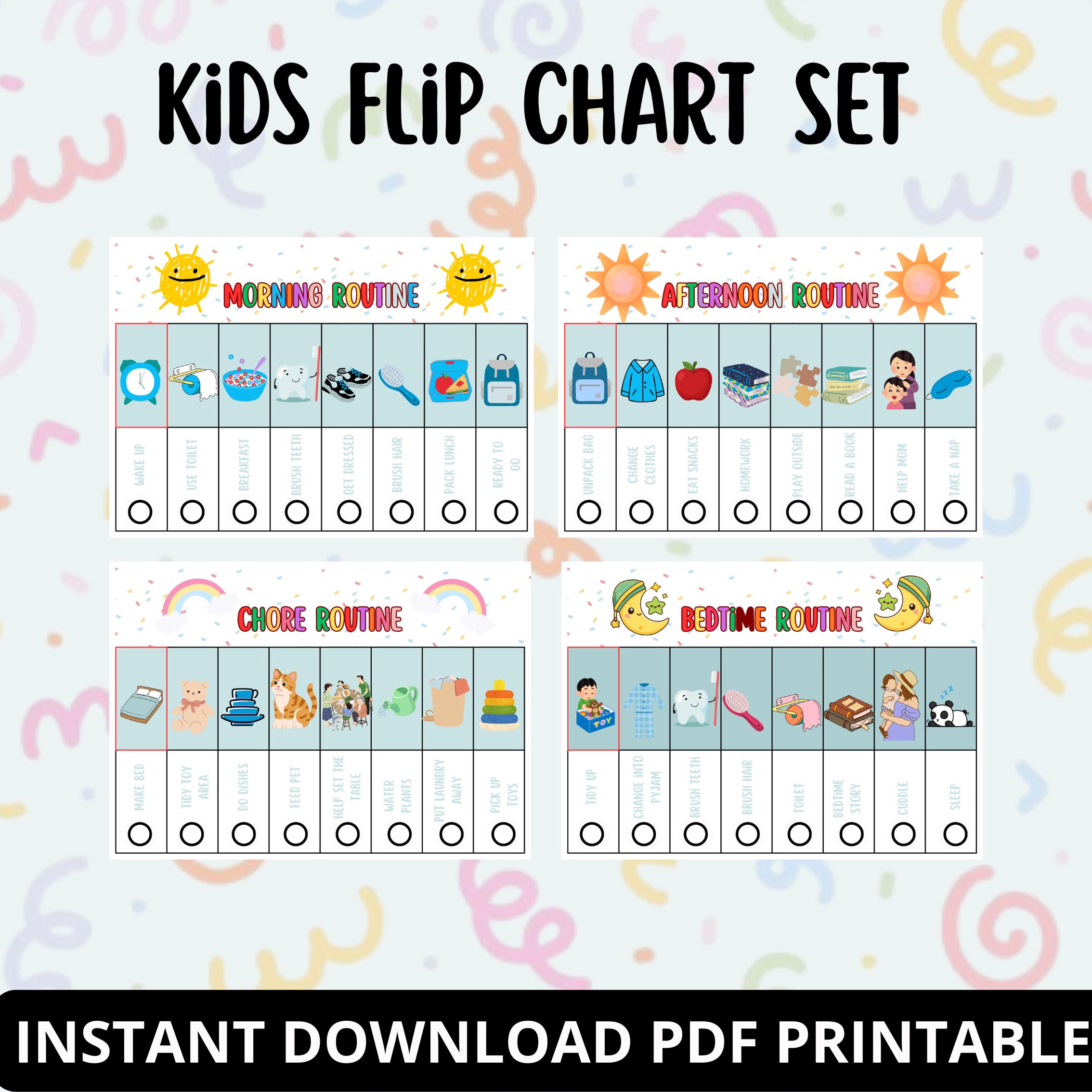 Kids Daily Routine Chart Bundle, Visual Schedule for Toddlers, Morning ...