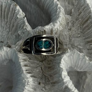 Vintage 925 Sterling Silver Turquoise Ring Size 6.5
