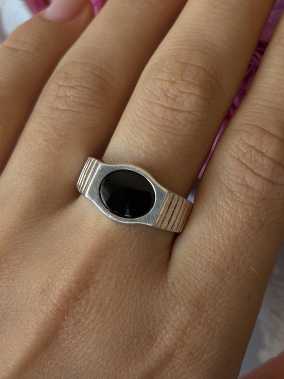 Mens 925 Sterling Silver Onyx Ring Size 12 - Etsy New Zealand