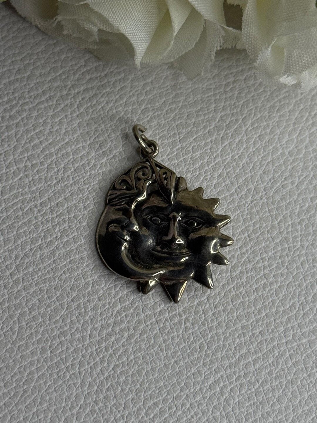 Vintage 925 Sterling Silver Moon & Sun Pendant Length 1.20 Inch - Etsy