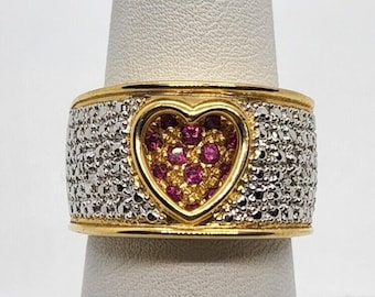 925 Sterling Silber & Rubin Ring Größe 7.5