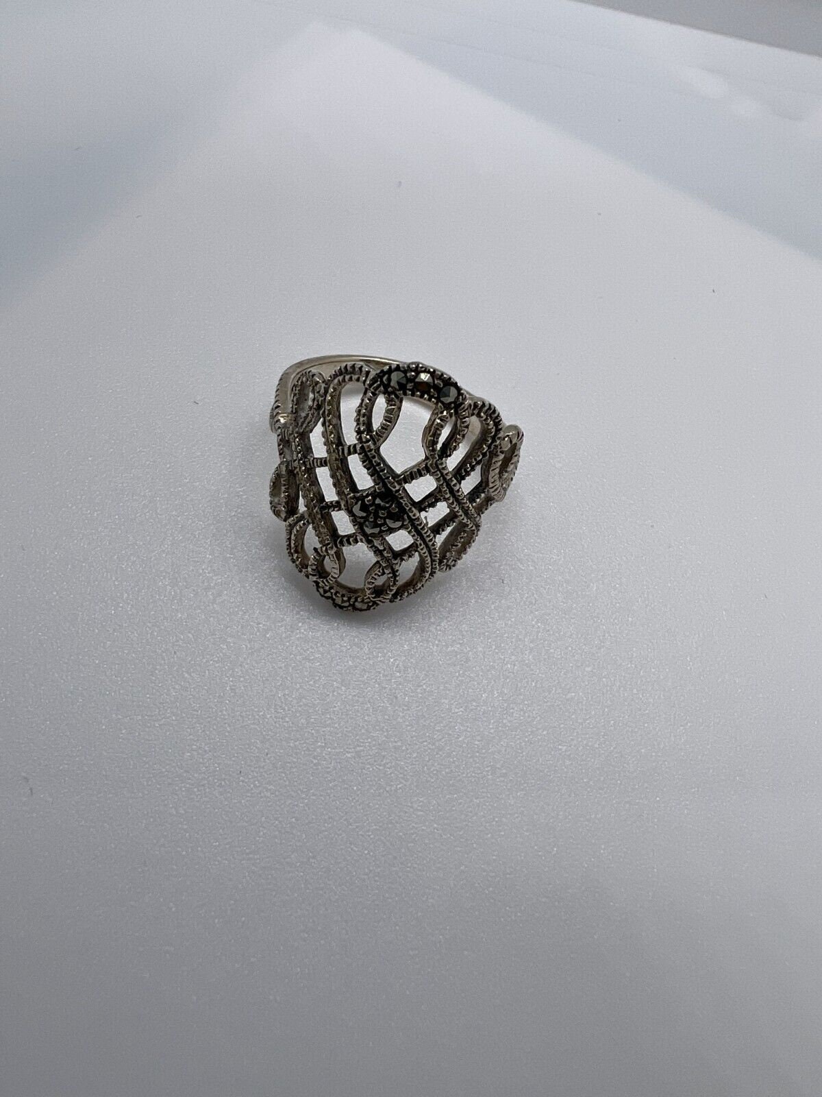 925 Sterling Silver Marcasite Ring Size 8 - Etsy