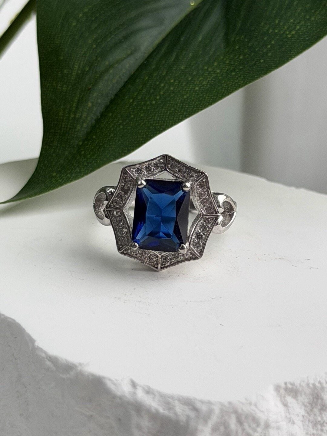 Silver Beryl Rings 925 Sterling Silver Sapphire & Beryl Ring Size 5.5 - Etsy