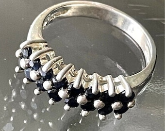 925 Sterling silver black Spinel ring size 6.75 SKY