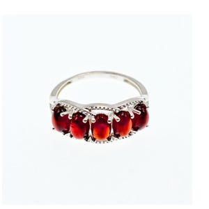 925 Sterling Silver Pyrope Garnet Ring Size 7