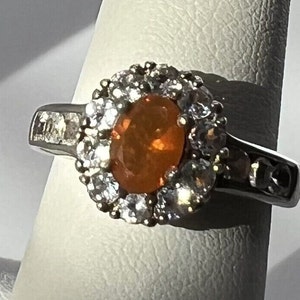 925 Sterling silver Citrine, Goshenite ring size 6.5