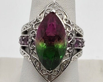 925 Sterling silver with Tourmaline & Rubellite ring size 8.5