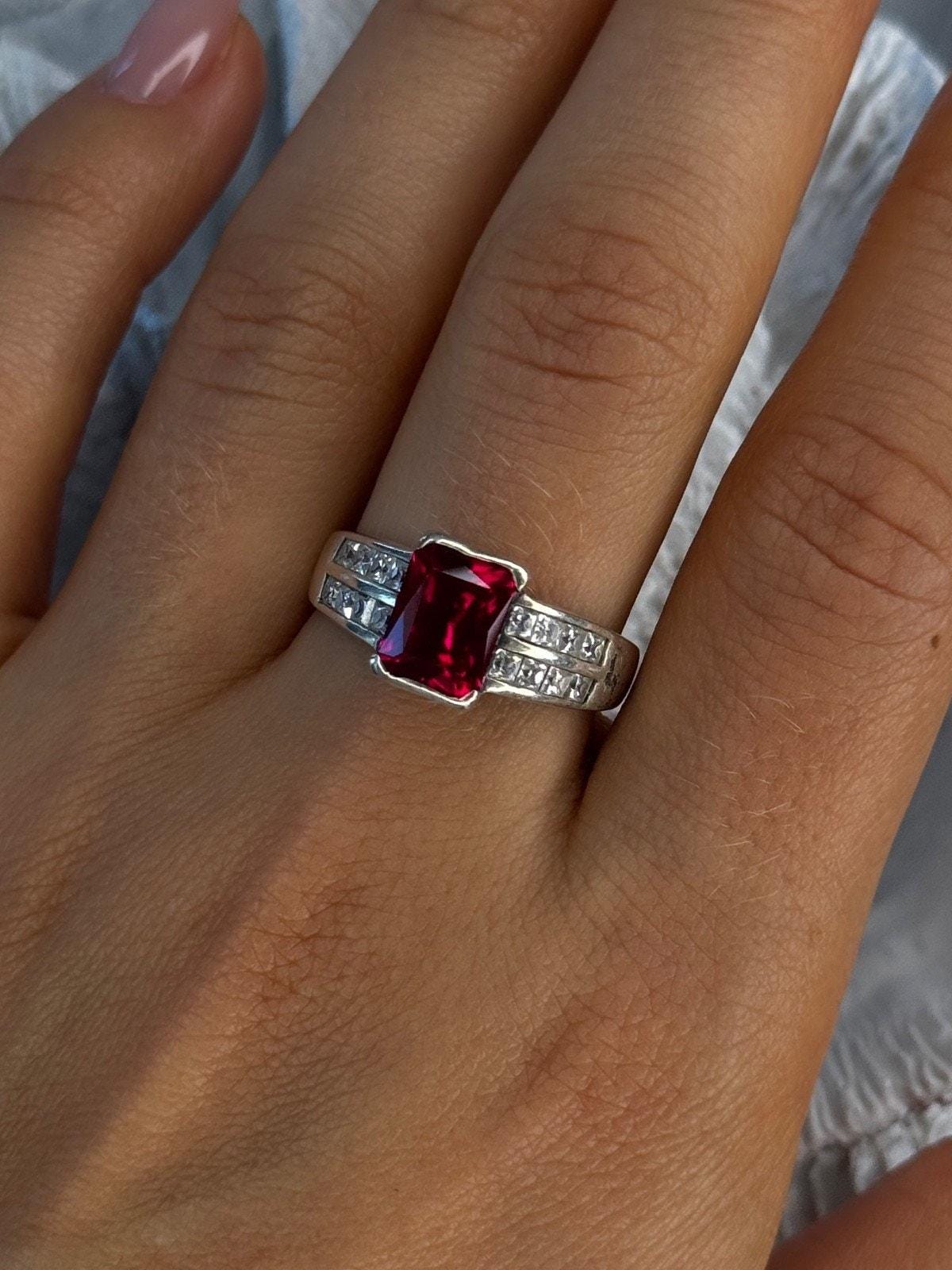 Silver Beryl Rings 925 Sterling Silver Ruby & Beryl Ring Size 10 - Etsy