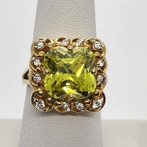 925 Sterling silver with Aquamarine & CZ ring size 8