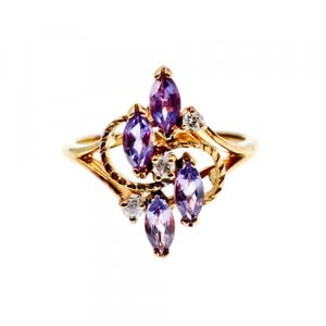 925 Sterling Silver Gold Plated Tourmaline & Beryl Ring Size 9