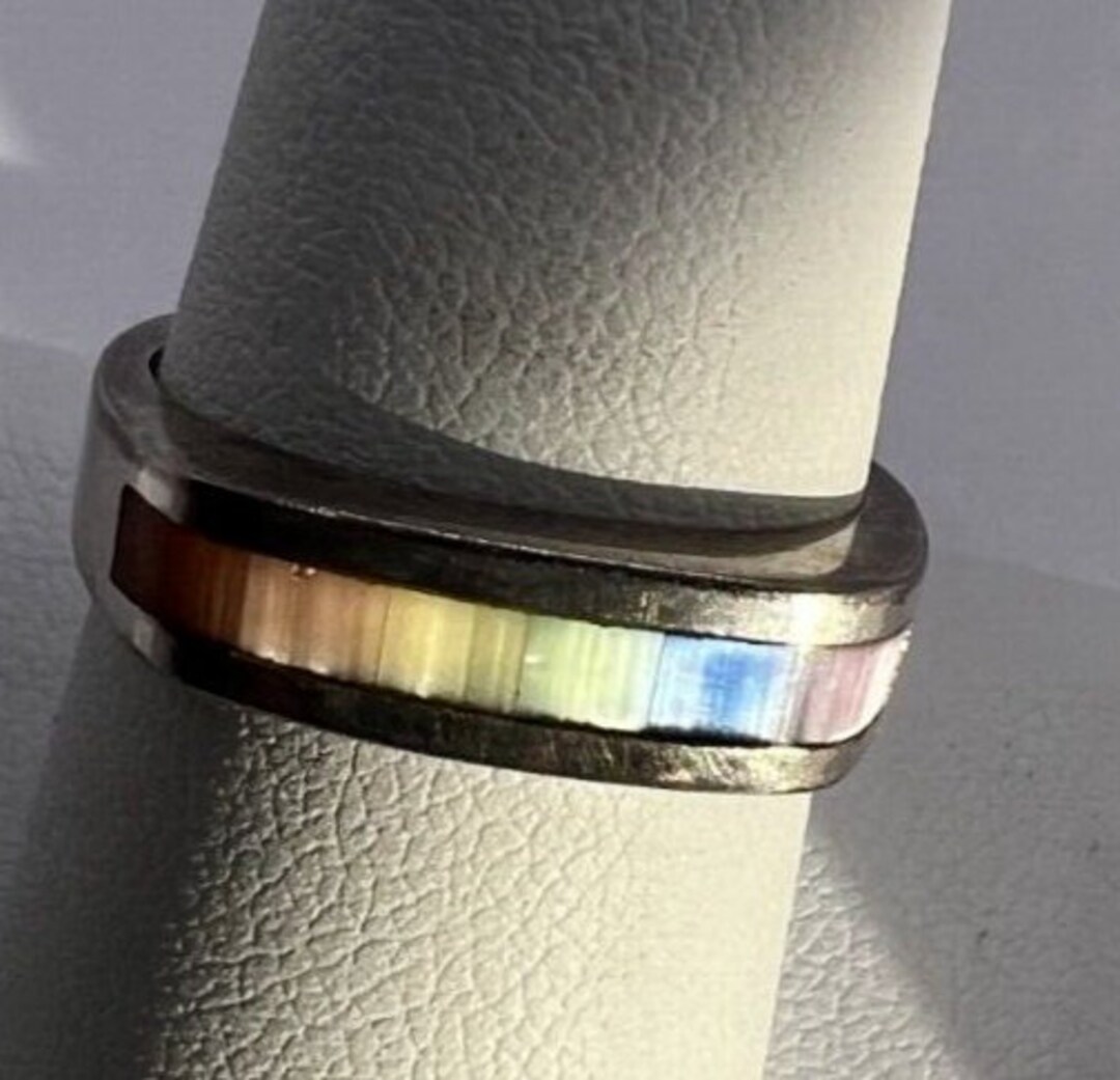 925-sterling-silver-inlaid-rainbow-gemstone-ring-size-8-etsy