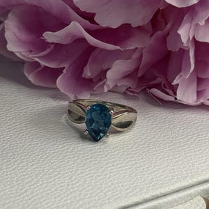 925 sterling silver aquamarine ring size 7