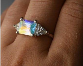 925 sterlingzilver alpaniet en zirkonia ringmaat: 8,5