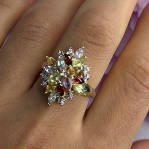 925 sterling silver amethyst peridot garnet topaz citrine ring size 8