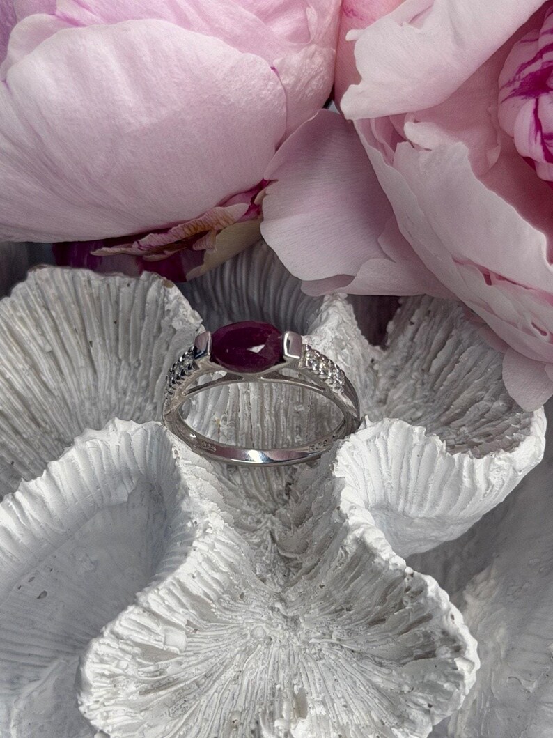 Silver Beryl Rings 925 Sterling Silver Ruby & Beryl Ring Size 9 - Etsy
