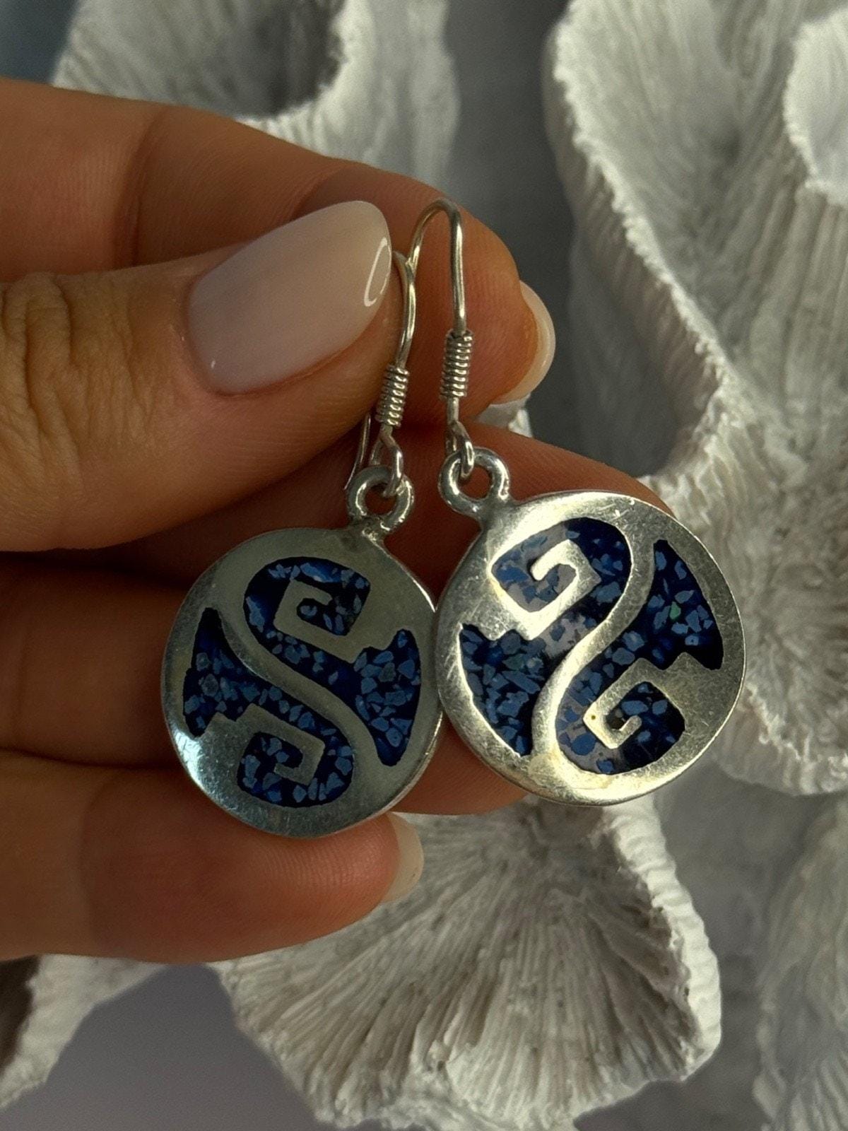 Vintage 925 Sterling Silver Turquoise Earrings Length 1.70  Vintage 925 Sterling Silver Turquoise Earrings Length 1.70 Inch main image 0