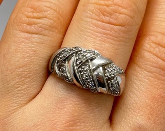 925 Sterling silver Diamonds ring size 8