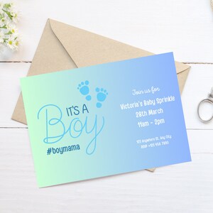 Baby Boy Shower Invitation - Blue Sprinkle Invite - Simple Baby Shower Invite