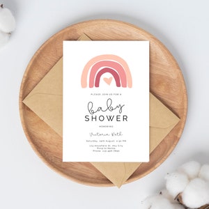 Rainbow Baby Shower Invitation - Rainbow Baby - Boho Rainbow