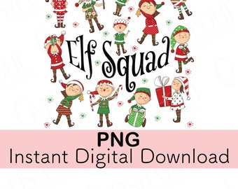 Sofortiger digitaler Download Weihnachtspyjamas Design Elfengruppe, JPEG, PNG